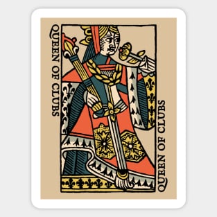 Classic Character of Playing Card Queen of Club Sticker